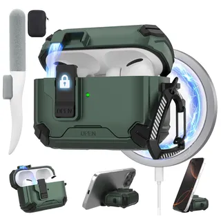 Maxjoy Schutzhülle für AirPods Pro 2. Generation, für AirPods Pro 2 Hülle mit automatischer Verriegelung, kompatibel mit MagSafe Pro 2 Pro 1 Halterung, Schutzhülle kompatibel mit Apple AirPods Pro 2