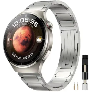 Miimall Armband Kompatibel mit HUAWEI Watch GT6/GT6 Pro/GT5/GT5 Pro/GT4/GT4 Pro/Watch Ultimate 46mm Armband, 22mm Titanstahl Verstellbares Ersatz Armbänder für HUAWEI WATCH6/5/4/3 Pro 46mm-Titanium