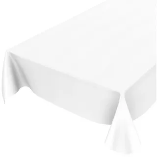 ANRO Wachstuchtischdeck Wachstuch Garten Tischdecke Outdoor Indoor abwaschbar Weiß Uni Glanz Einfarbig RUND OVAL ECKIG 100x140cm