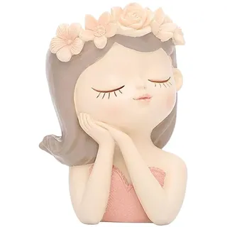 perfk Gesicht Blumentöpfe Elegante Frauen Büste Blumenvasen Sukkulenten Pflanzgefäße Indoor Aufenthaltsraum Desktop Decor, 8x7x11cm
