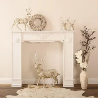 Landhaus Kaminumrandung CARA 122cm antik-Weiss Kaminsims Shabby-Chic Antik-Color