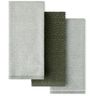 KitchenAid® Evergreen Design Series schwere, strukturierte, übergroße Küchentücher, 3er-Pack, saugfähig, 100% Baumwolle, Doppelzweck, Dunkelgrün, 45,7 x 71,1 cm
