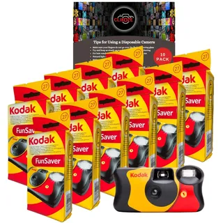 Clikoze Einwegkameras Multipack – Enthält 10 Stück Kodak Funsaver Einwegkameras 35 mm mit 27 Belichtungen und Clikoze Fotografie-Tipps-Karte