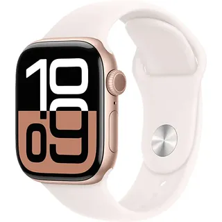 Apple Watch Series 10 GPS 42 mm Aluminiumgehäuse roségold Sportarmband blassrosa M/L