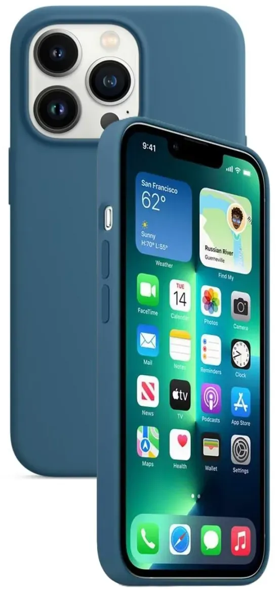 Silikon Tasche Case für Apple iPhone 13 Pro Blau Blue Jay MagSafe Model A2707 #MMG62FE/A