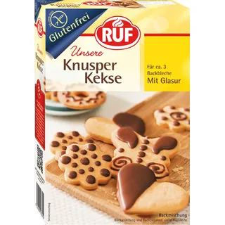 RUF Glutenfreie Kekse mit Kakaoglasur, Backmischung für 3 Backbleche Plätzchen, Zöliakie geeignet, 100% Glutenfrei