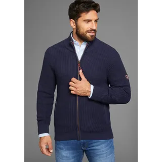 delmao Strickjacke "Bis Größe 3XL", Herren, Gr. XL (56/58), blau (dunkelblau), Strick, Obermaterial: 60% Baumwolle, 40% Polyacryl, Waffelmuster, casual, regular fit hüftbedeckend, Langarm Rippstrickbündchen, Strickjacken, mit Wabenstruktur - NEUE KOLLEKTION