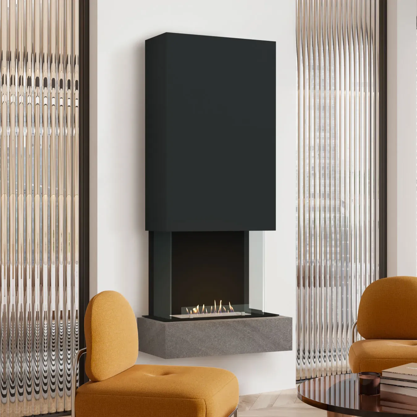 muenkel design Sona [moderner Design Ethanolkamin]: Galaxy (Schiefer dunkelgrau) - schwarz-grau - Planika Senso