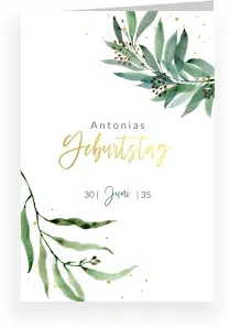 Einladungskarte 60. Geburtstag: Soft Greenery 60 in Weiß