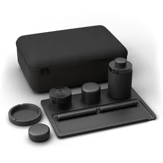 Bloomint Premium Grinder Set Box, 8-teilig aus hochwertigem Aluminium, Schwarz Grinder Geschenkset mit Tragetasche, Metall Grinder groß