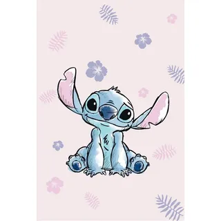 Jerry Fabrics Lilo and Stitch Decke Microflanell, Rosa, 100 x 150 cm, 100% Polyester