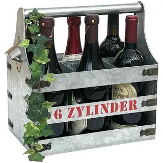 DanDiBo Ambiente Weinträger Metall mit Öffner Flaschenträger 6 Zylinder V6 96402 Flaschenträger Flaschenöffner Flaschenkorb Weinflaschenträger