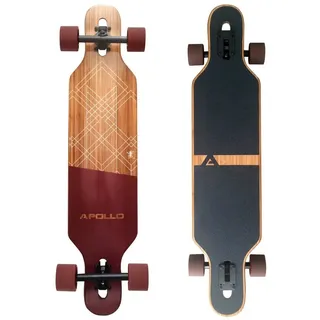 Apollo Twin Tip DT Fiberglas Longboards, Extrem leicht und stabil braun|grau|weiß 39"