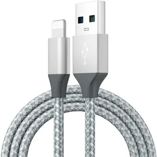 USB Schnell Ladekabel iPhone 6 7 8 11 12 13 14 X XS XR Pro Max Plus für Original Apple iPhone iPad Ladegerät Datensynchronisationskabel - 2M Silber - Silber