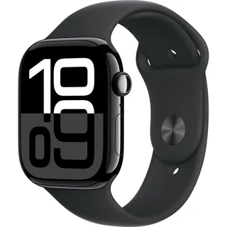 Apple Watch Series 10 GPS 46 mm Aluminiumgehäuse diamantschwarz Sportarmband schwarz S/M