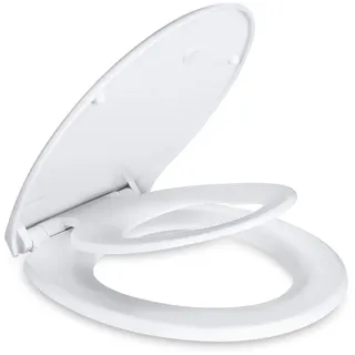 TODOT Familien-WC-Sitz, Toilettensitz mit magnetischem Kindersitz, Fallbremse und verstellbarem Scharnier, Polyethylen-Toilettensitz für Erwachsene und Kinder