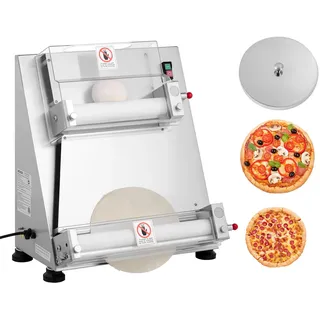 Vevor elektrische Pizzateigpresse 355,6 mm Gebäck-Pressplatte, Brotpresse 390 W aus Edelstahl, kommerzieller Chapati Presse, Formmaschine mit einstellbarer Dicke & Teigpressdeckel, 260 Stk./h