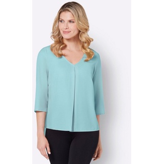 Sieh an! Klassische Bluse Plissee-Bluse blau 52