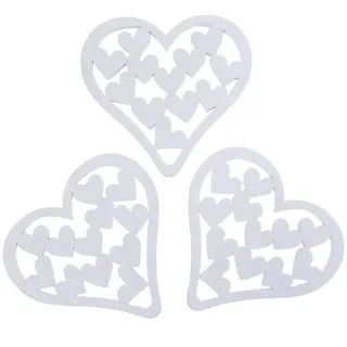 Viana Streudeko Holz Streudeko Herzen Weiß 5cm - 40 Stück für Hochzeit Valentinstag