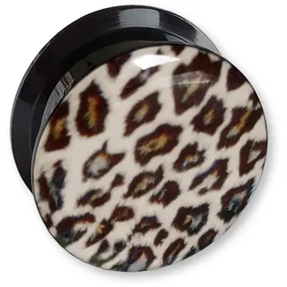 viva-adorno Plug 1 Stück Flesh Plug Ohr Leo Tunnel Acryl Leopardenmuster Leoprint, Leopard Schraubverschluss Innengewinde braun 20mm