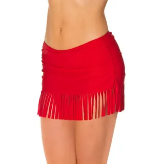 Aquarti Damen Bikinihose mit Rock Seitliche Raffung, Farbe: Rot, Größe: 40 - 40