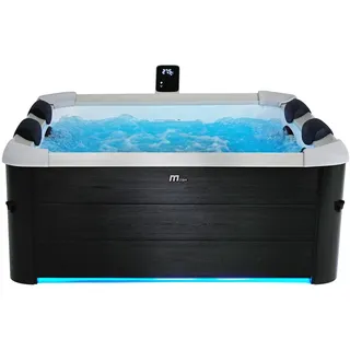 MSPA Halbfester Whirlpool MSPAfür 6 Personen mit LED-Beleuchtung - Anthrazitgrau - 128 Düsen - 160 x 160 x 65 cm - napuka