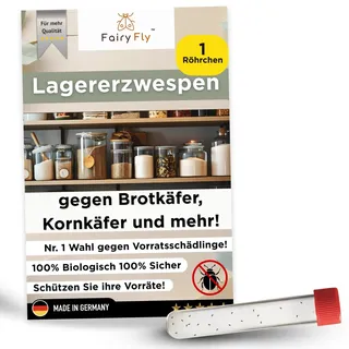 FairyFly Lagererzwespen gegen Brotkäfer & Kornkäfer – 100% biologische Schädlingsbekämpfung ohne Chemie – 40 Nützlinge im Röhrchen – Made in Germany (1)