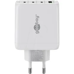 GOOBAY 64822 - USB-Ladegerät, 68 W, 1x USB-A (QC), 3x USB-C (PD), GaN, weiß