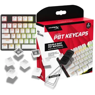 Kingston HyperX PBT Keycaps - Kompletter Tastensatz, Double Shot PBT-Material, Englisches (US) Layout, 104, Weiß