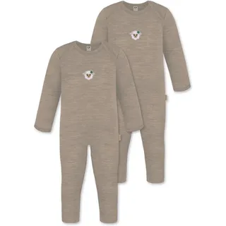 normani Outdoor Sports 2er Pack Baby Merino Strampler „Waverly" in Beige | Gr.: 56