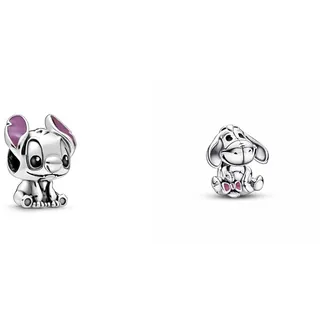 PANDORA DISNEY Charm Lilo und Stitch 798844C01 & Disney Winnie Puuh I-Ah Charm aus Sterling Silber und Emaille - Kompatibel Moments Armbänder