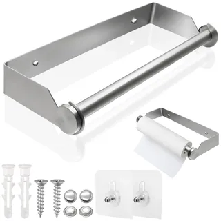 Küchenrollenhalter Wand 28CM aus Edelstahl, Küchenpapierhalter mit Schrauben zur Wandmontage, Papierrollenhalter für Küche Bad Wohnzimmer – Silber