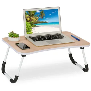 Relaxdays Laptoptisch in Holzoptik Weiß,Hellbraun,Schwarz