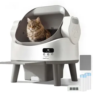 JUMMICO Selbstreinigende Katzentoilette, Automatisches Katzenklo für große Katzen bis 10kg, Elektrisches Katzentoilette mit Sicherheitsschutz & Geruchsbeseitigung, Ideal für Mehrkatzenhaushalte