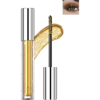 Glitzer Wimperntusche Gold, Wasserfest Long Lasting Diamond Colored Mascara, Smudge-Proof No Clumping, Metallic Sparkling Curling Lash Mascara Makeup for Women Valentinstag Stage Wedding-02#