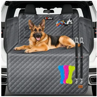Lovpet Kofferraumschutz Hund gesteppt mit Seiten- und Ladekantenschutz Universale Kofferraum-Schutzmatte für Hunde Hundedecke Wasserabweisend Anthrazit