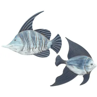 Home-trends24.de Wanddekoobjekt Metall Deko Fisch blau Maritim Wanddeko Figur Objekt 2er-Set (2 St)