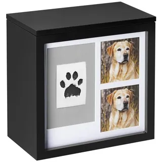 Navaris Urne für Hund oder Katze - Tierurne inkl. Platz für 2 Fotos und Pfotenabdruck - Hundeurne Katzenurne - Tierurnen für Hunde - Hunde Box in Schwarz