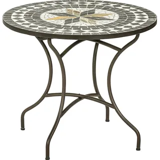 Dehner Diana Gartentisch Ø 90 x 75 cm Braun/Grau/Weiß