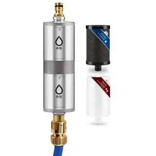 Alb Filter FUSION Active + Nano Trinkwasserfilter, Camping-Set: Mobil, GEKA Anschluss und Koffer, edelstahl natur