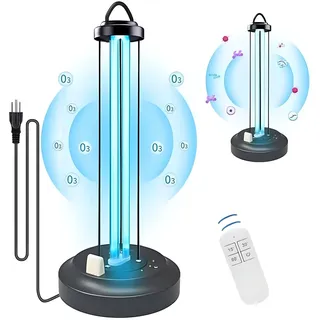 ZKX UV Licht Sanitizer Quarz Lampe Ozon UVC keimtötende Lampe Sterilisator Lampe für Haus Büro Schule Geruch und Schimmel zu entfernen Drei-Stufen-Timer 15/30/60 Minuten Fernbedienung 220V 38W