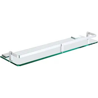 CAFIEDR Badezimmer-Glasregal, Space-Aluminium-Hartglasregal für wandmontierte Duschräume, Badezimmer-Einschicht-Spiegelfrontregal, Badezimmer-Glasregal, 50 cm