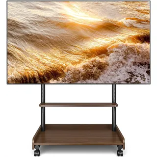 TVON TV Ständer Rollbar TV Rollwagen Für 40 bis 86 Zoll Flach & Curved Fernseher, Höhenverstellbarer Fernsehständer mit Rollen TV Bodenständer Holz bis zu 68 KG Max VESA 600x400 mm