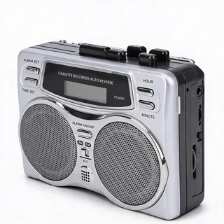 Bewinner Multifunktionaler Retro-Kassettenspieler-Recorder mit eingebautem Lautsprecher, Kopfhöreranschluss, Digitaluhr, Timer, AM, FM-Radio, Mikrofon-Aufnahme