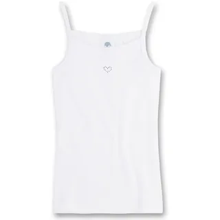 Sanetta Mädchen Unterhemd - Basic Shirt mit Herzmotiv, Organic Cotton (Bio) Weiß 140