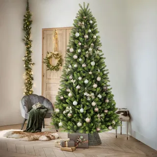 salcar 210 cm Künstlicher Tannenbaum Christbaum mit 1080 Spitzen aus 100% PE Baumspitzen, Weihnachtsdekoration