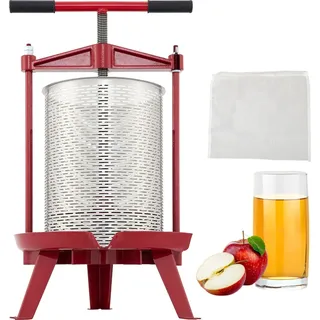 Vevor Obstweinpresse,14 l,Gusseisen,manuelle die Weinherstellung, Apfelwein / Tinktur / Gemüse / Honig / Olivenölpresse mit... Edelstahl Hohlkorb T-Griff 0,3 cm Dicker Teller 90,Cast Iron Manual Grape Presser,Rot