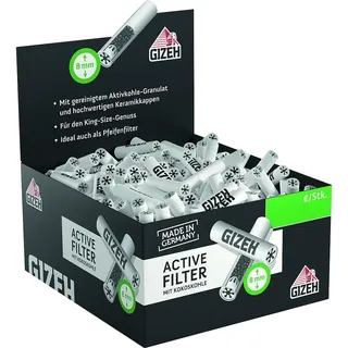 GIZEH Active Filter - 8 mm Aktivkohlefilter mit Keramikkappen - 1 Box mit 200 Filtern - 200er Greifbox