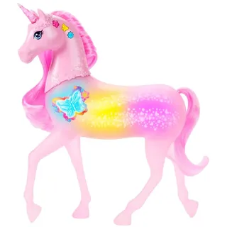 Mattel Barbie funkelnd leuchtendes Einhorn mit 20 interaktiven Kombinationen aus Lichtern, Geräuschen und Musik