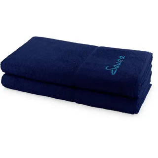 for frottana Saunatuch, Walkfrottier (Set, 2-St) blau